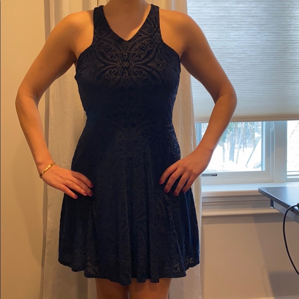 NWOT Aqua velvet navy blue cute dress M purchased from Bloomingdale’s